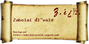 Zabolai Évald névjegykártya